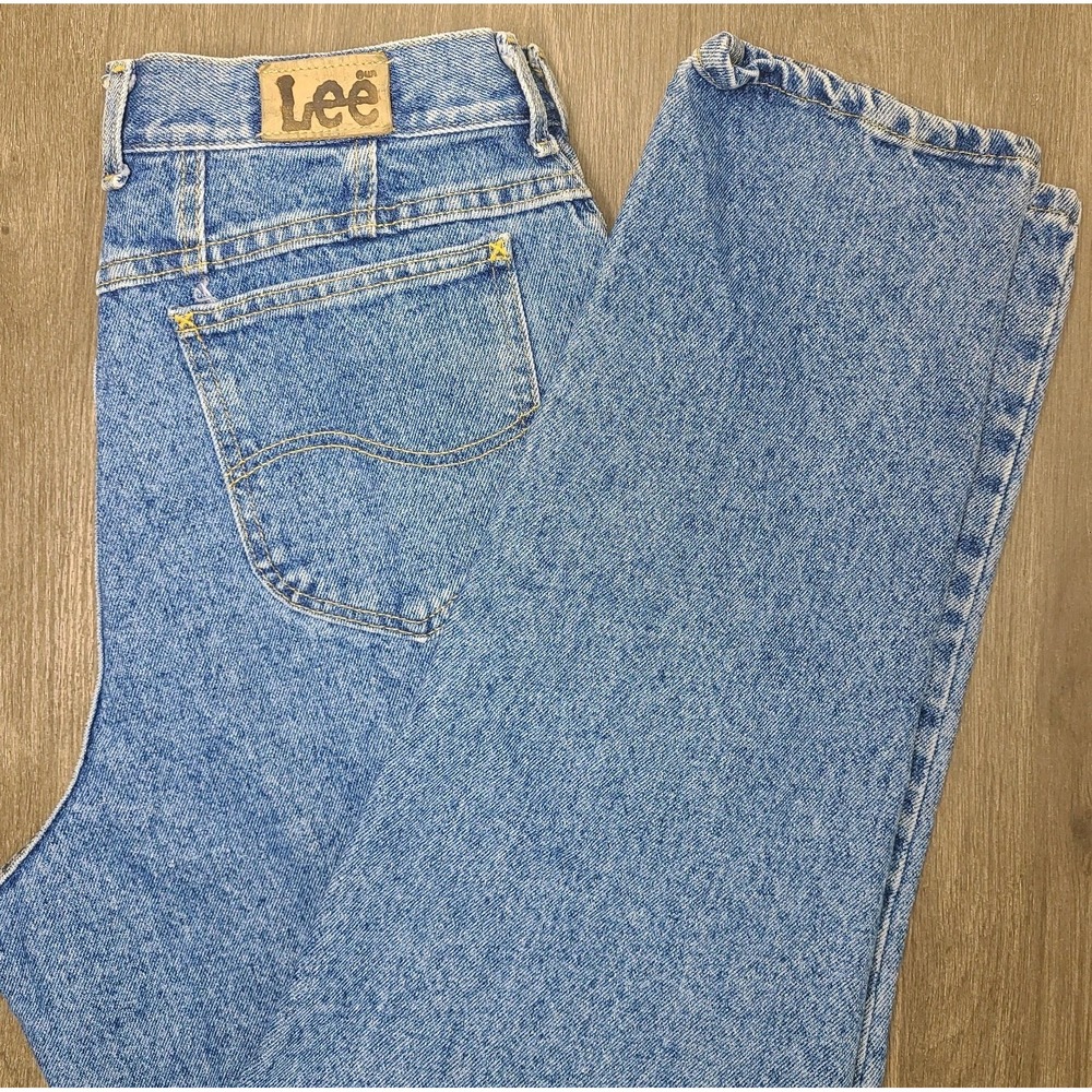 Vtg Lee Mom Jeans Womens 16 Long High Rise 100% Cotton Blue Denim 30x33 USA 90s